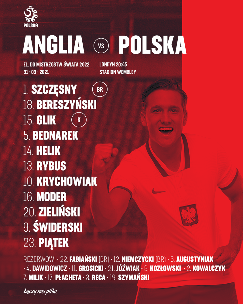 JUŻ JEST! Skład Polski na mecz z Anglią na Wembley!